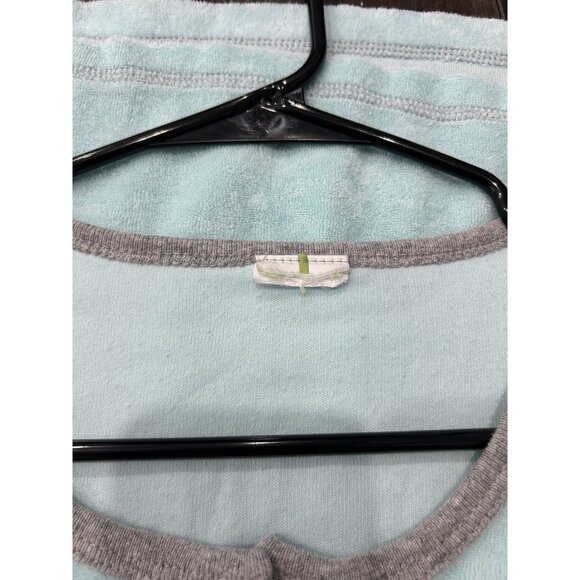 Silver Wear Light Blue Terrycloth Lounge Set Henley Top Elastic Waist Shorts - Picture 4 of 12